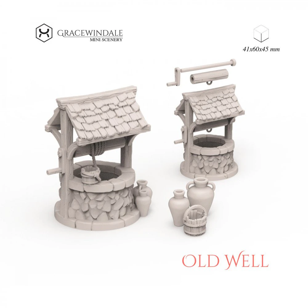 Old Well 3D Print Model .c4d .max .obj .3ds .fbx .stl .blend 