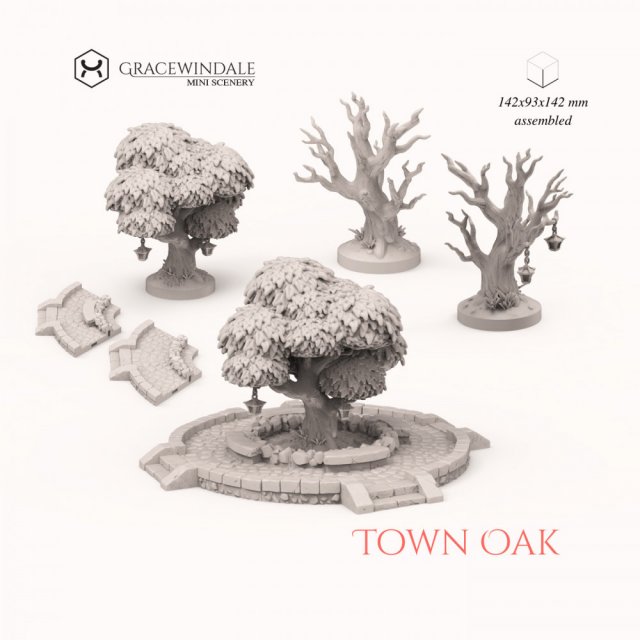 Town Oak 3D Принт Модель .c4d .max .obj .3ds .fbx .stl .blend 
