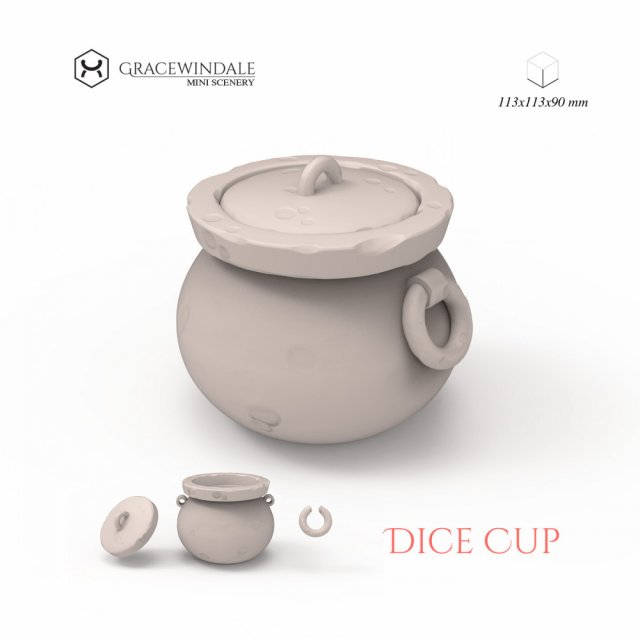 Cauldron Dice Cup 3D Print Model .c4d .max .obj .3ds .fbx .stl .blend 