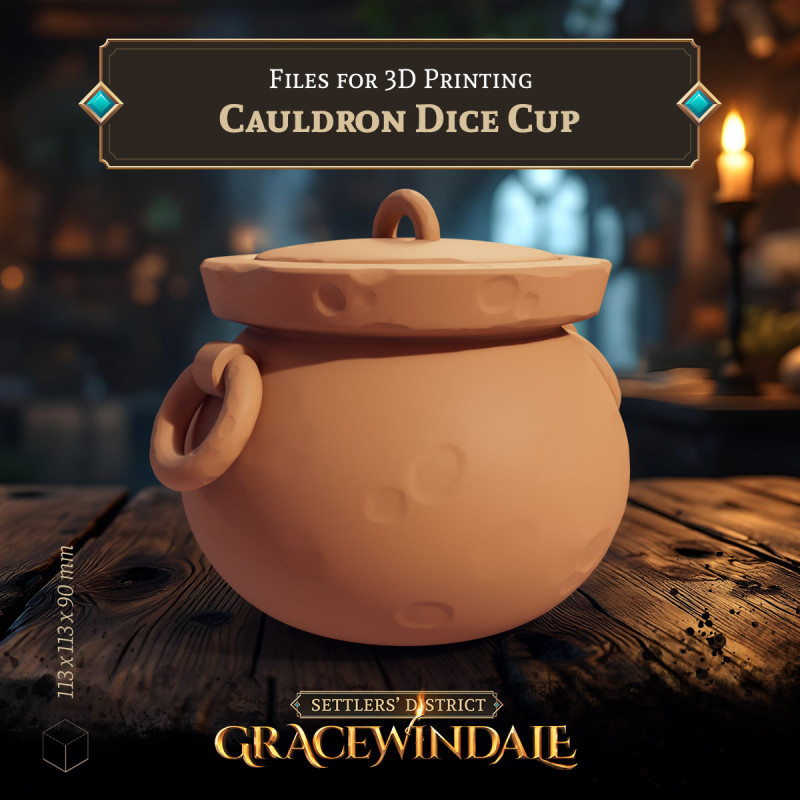 Cauldron Dice Cup Model Cetak 3D .c4d .max .obj .3ds .fbx .stl .blend 