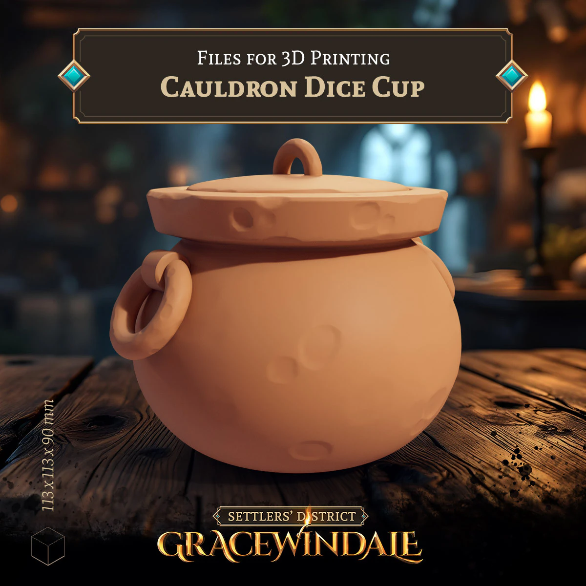 Cauldron Dice Cup 3D Print Model .c4d .max .obj .3ds .fbx .stl .blend 