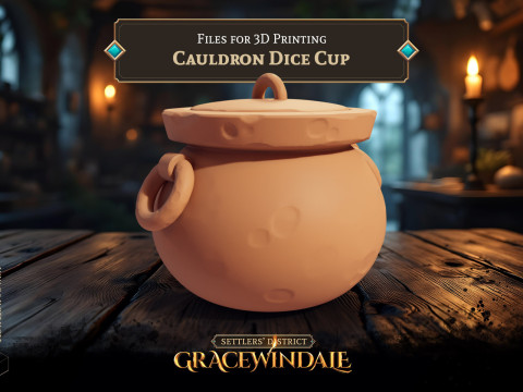 Cauldron Dice Cup Model Cetak 3D