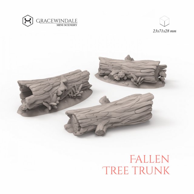 Fallen Tree Trunk 3D Print Model .c4d .max .obj .3ds .fbx .stl .blend 