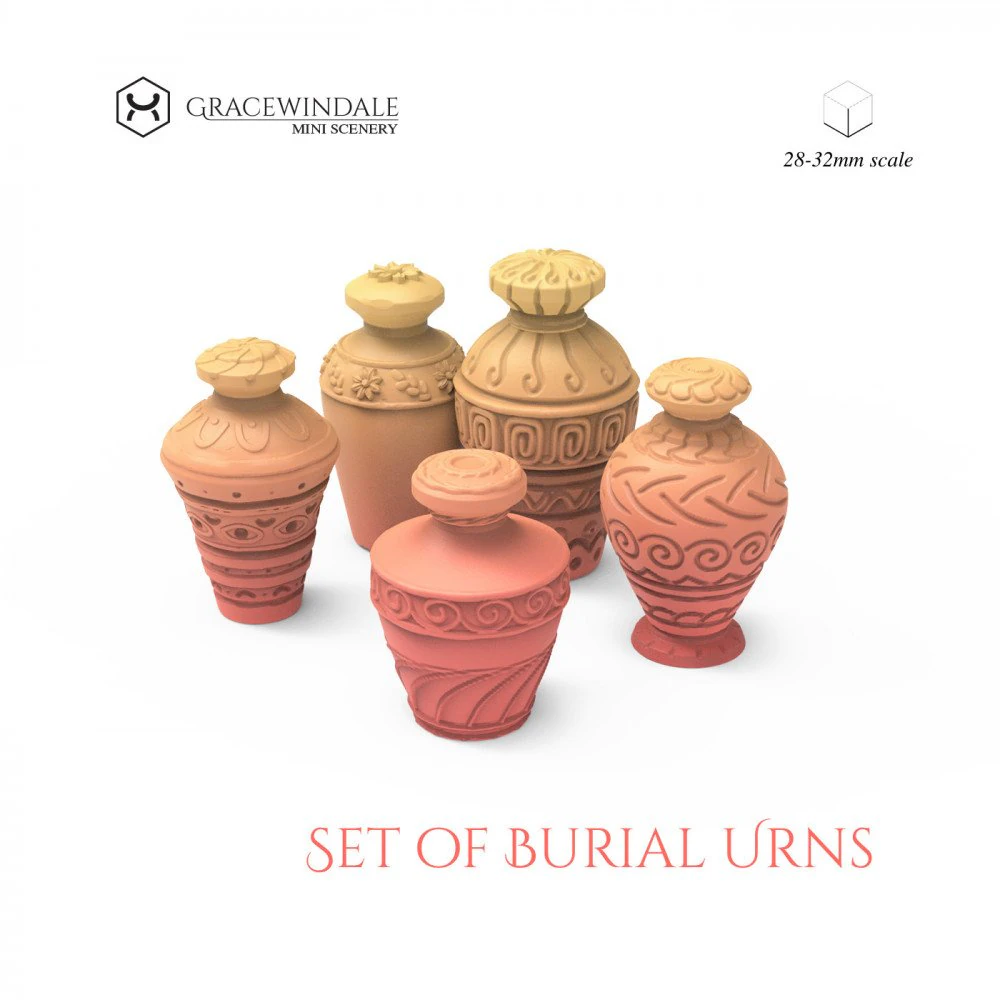 Set of Burial Urns 3D Print Model .c4d .max .obj .3ds .fbx .stl .blend 
