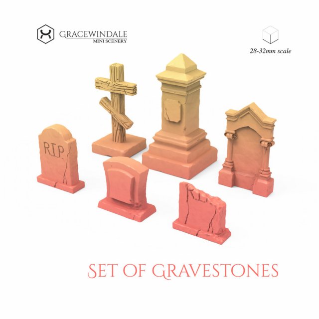 Set of Gravestones Model Cetak 3D .c4d .max .obj .3ds .fbx .stl .blend 