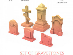 Set of Gravestones 3D Принт Модель