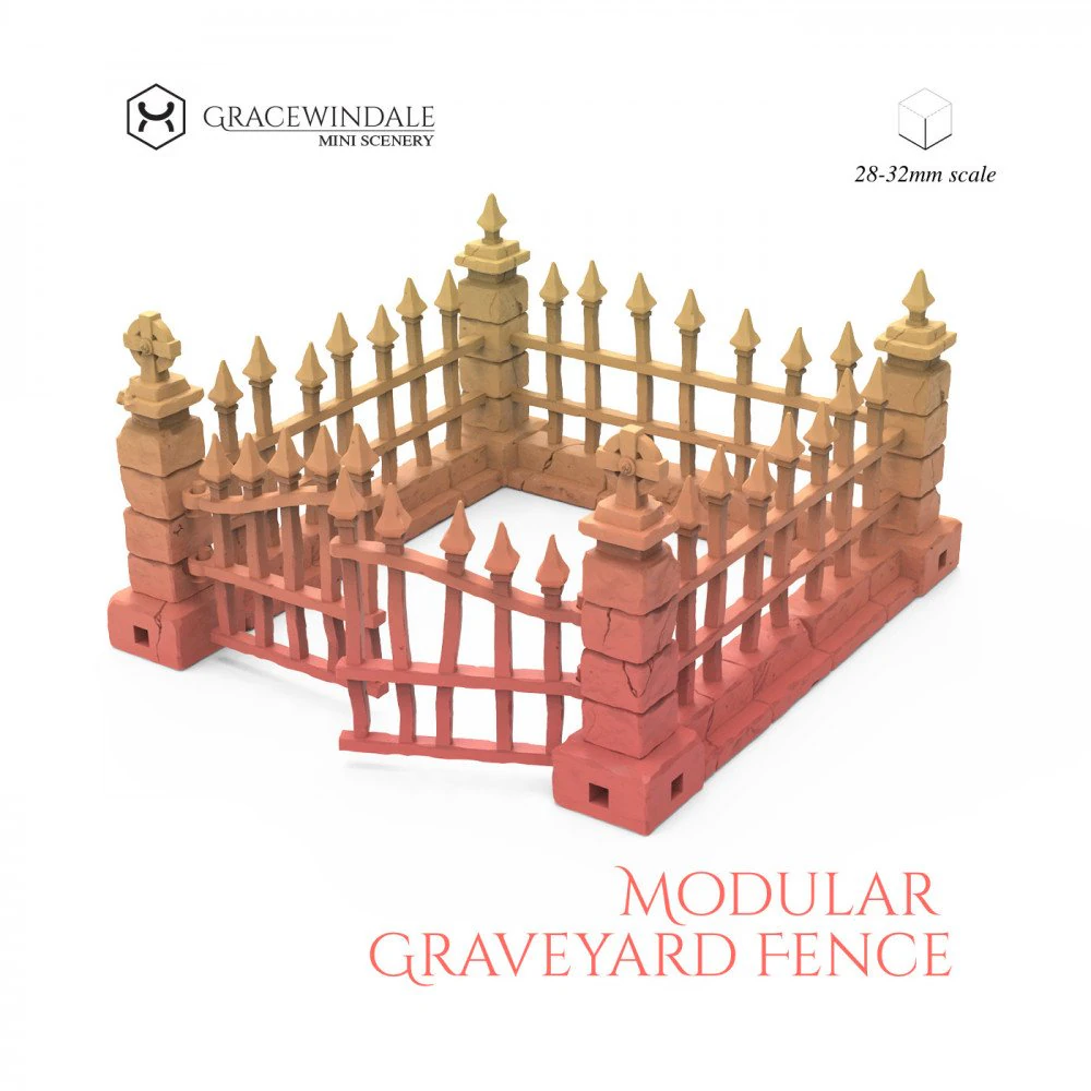 Modular Graveyard Fence 3D Print Model .c4d .max .obj .3ds .fbx .stl .blend 
