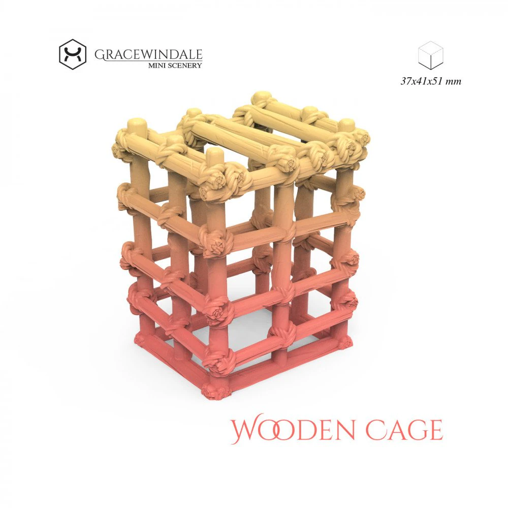 Wooden Cage 3D Print Model .c4d .max .obj .3ds .fbx .stl .blend