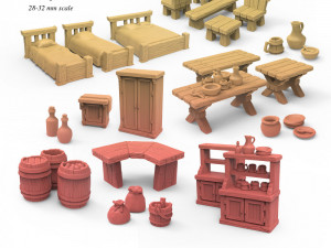 Tavern Furniture and Props Set 3D 프린트 모델