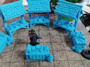 Market Stalls and Goods Set 3D Print Model