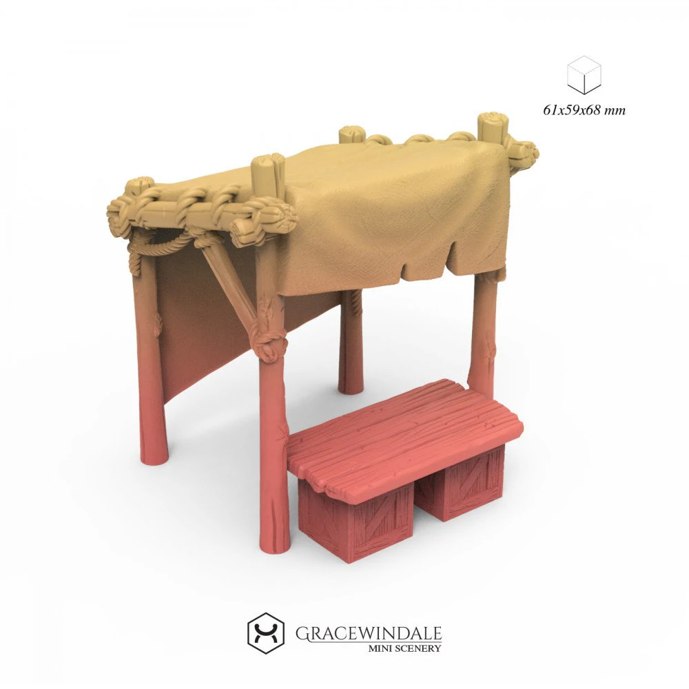 Woven Market Stall 3D Print Model .c4d .max .obj .3ds .fbx .stl .blend