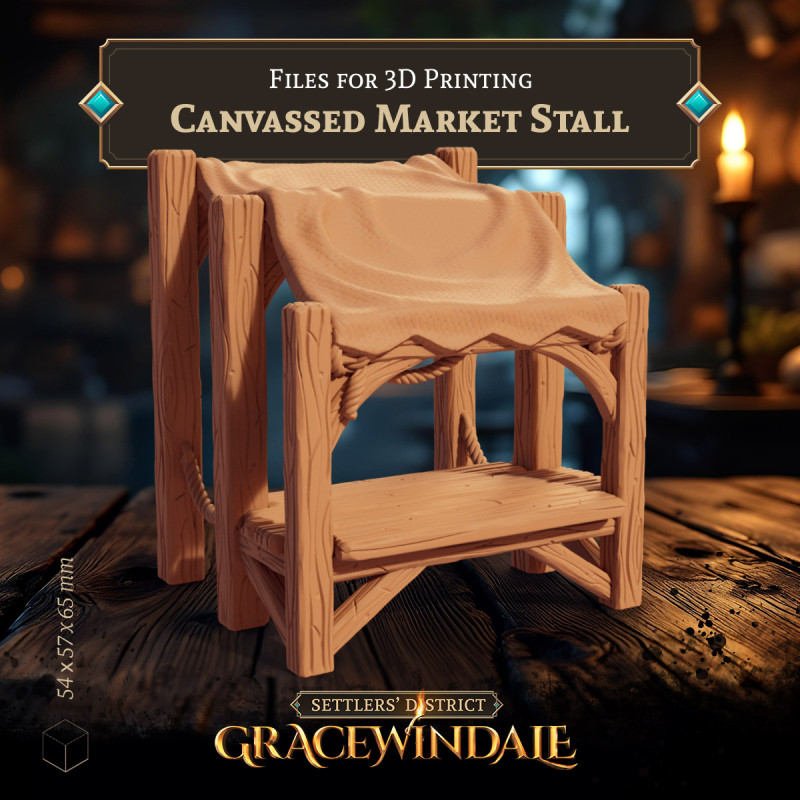 Canvassed Market Stall - Covered Vendor Booth Model Cetak 3D .c4d .max .obj .3ds .fbx .stl .blend