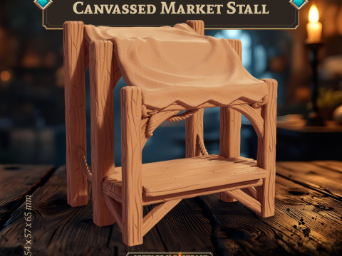 Canvassed Market Stall - Covered Vendor Booth Modèles 3D en vedette