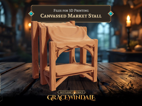 Canvassed Market Stall - Covered Vendor Booth Model Cetak 3D