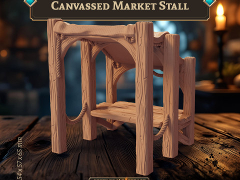 Canvassed Market Stall - Covered Vendor Booth Model Cetak 3D