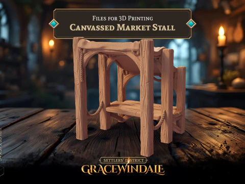 Canvassed Market Stall - Covered Vendor Booth 3D Print Model