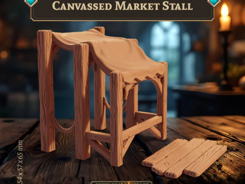 Canvassed Market Stall - Covered Vendor Booth 3D Print Model