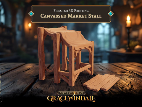 Canvassed Market Stall - Covered Vendor Booth Model Cetak 3D