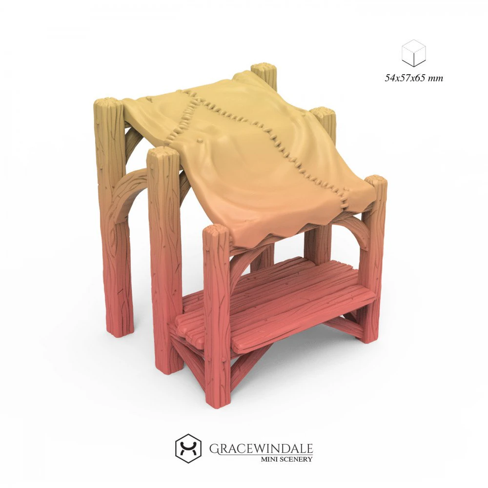 Patched Market Stall 3D Print Model .c4d .max .obj .3ds .fbx .stl .blend 