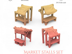 Market Stalls Set 3D Print Model
