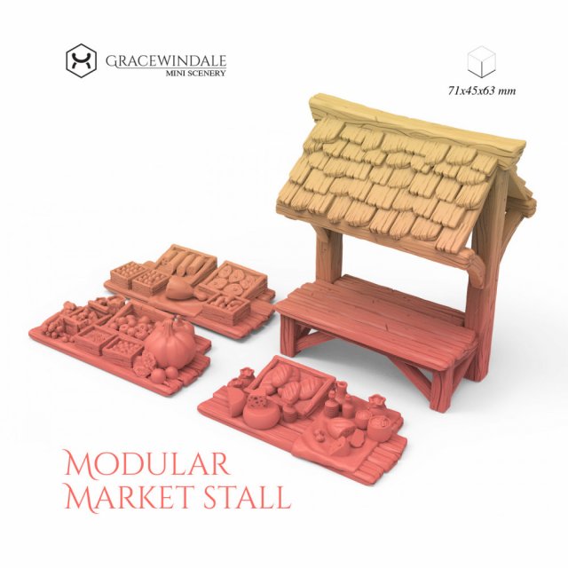 Modular Market Stall 3D Print Model .c4d .max .obj .3ds .fbx .stl .blend 
