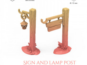 Lamp and Sign Post 3D Принт Модель