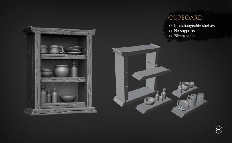 Bookshelf and Cupboard Model do druku 3D .c4d .max .obj .3ds .fbx .stl .blend 