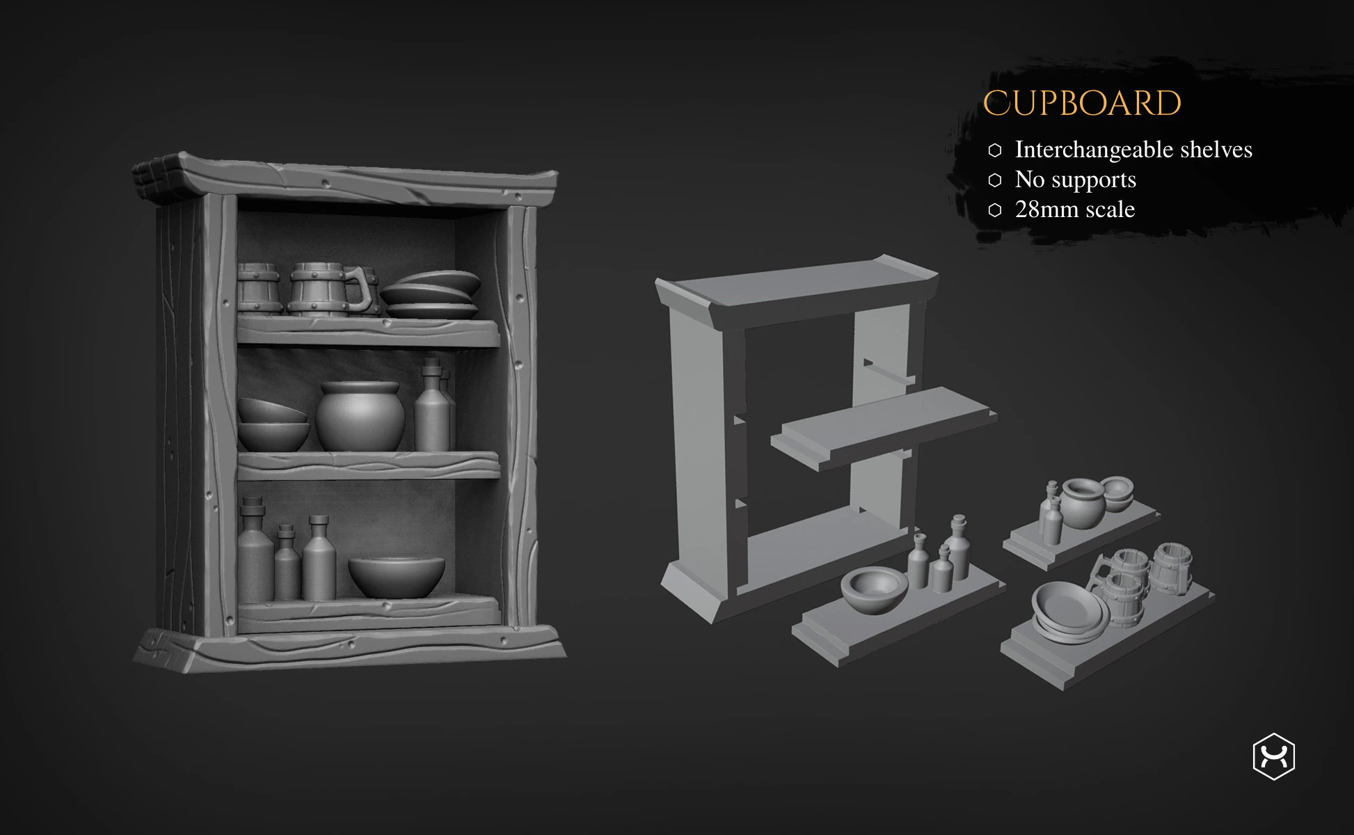 Bookshelf and Cupboard 3D Print Model .c4d .max .obj .3ds .fbx .stl .blend 