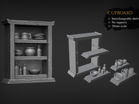 Bookshelf and Cupboard 3Dプリントモデル