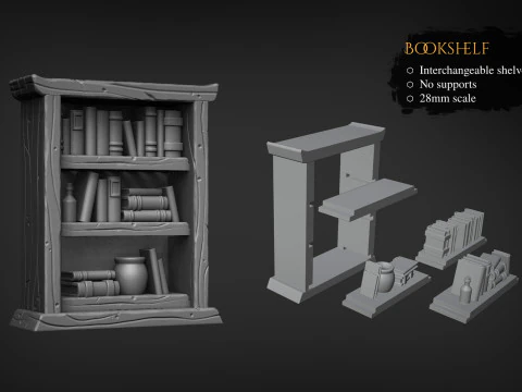 Bookshelf and Cupboard 3D Print Model