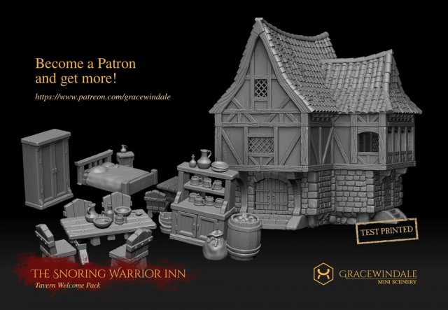 The Snoring Warrior Tavern 3D Baskı Modeli .c4d .max .obj .3ds .fbx .stl .blend 