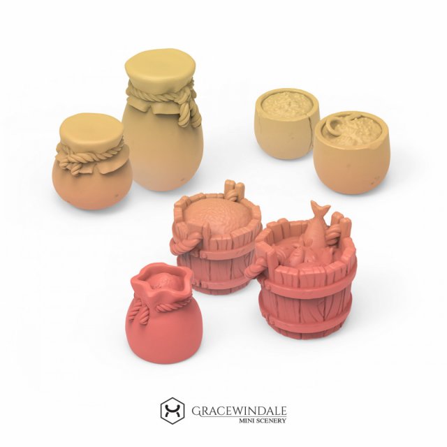 Market Props Set 3D Print Model .c4d .max .obj .3ds .fbx .stl .blend 