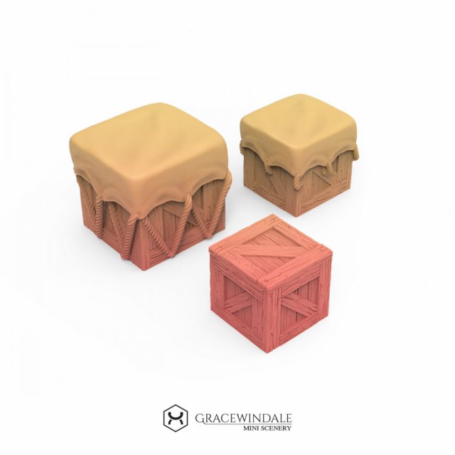 Set of Crates 3D 打印模型 .c4d .max .obj .3ds .fbx .stl .blend 