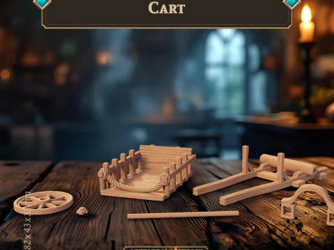 Cart - Two Wheel Wagon 3D Print Model