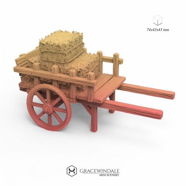 Cart with Hay 3D प्रिंट मॉडल .c4d .max .obj .3ds .fbx .stl .blend 