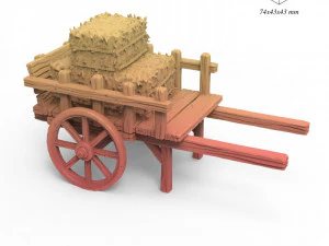 Cart with Hay 3D Print Model