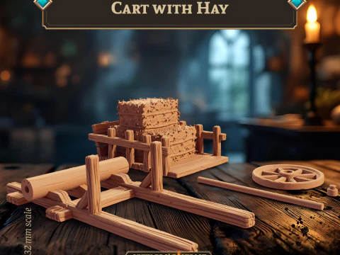 Cart with Hay 3D Print Model