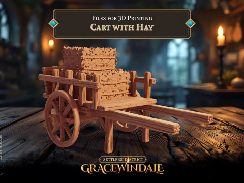Cart with Hay 3D Print Model