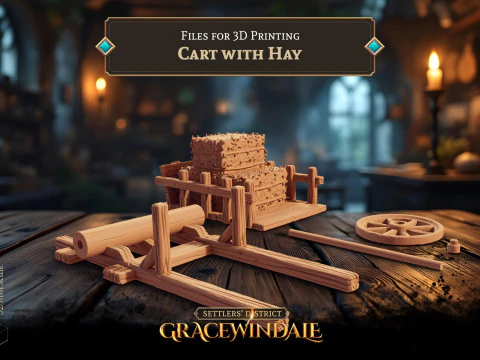Cart with Hay 3D Print Model