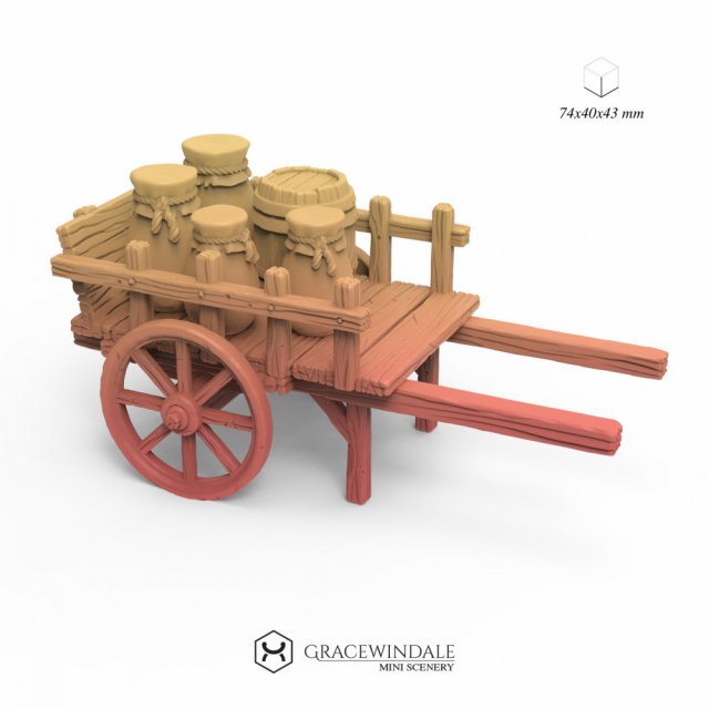 Cart with Goods 3Dプリントモデル .c4d .max .obj .3ds .fbx .stl .blend 
