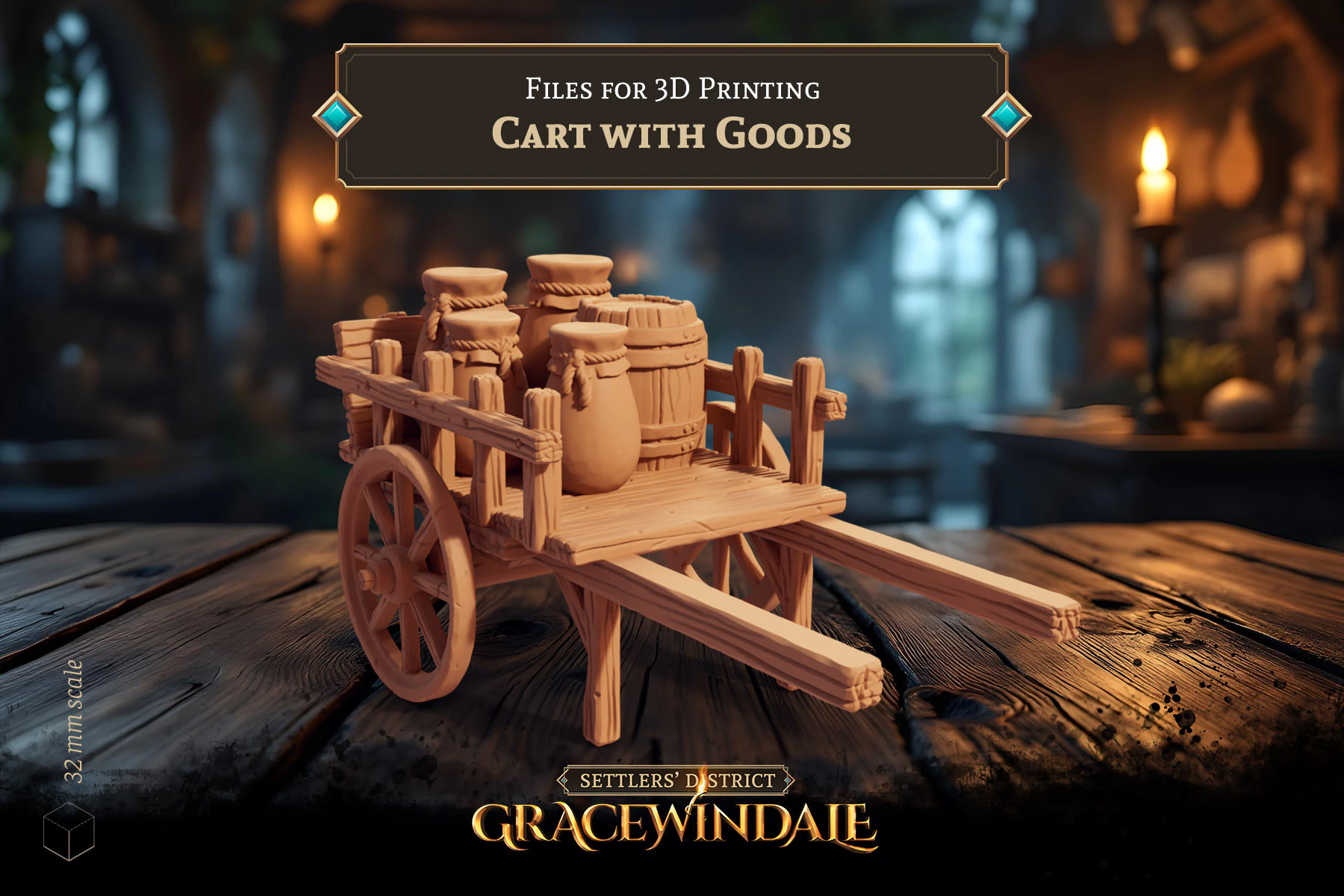 Cart with Goods 3D Print Model .c4d .max .obj .3ds .fbx .stl .blend