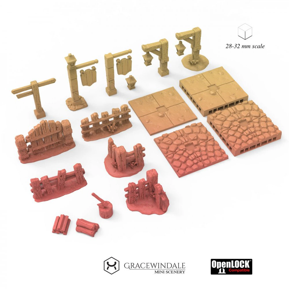 Town Streets Set 3D Print Model .c4d .max .obj .3ds .fbx .stl .blend 