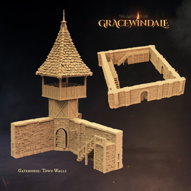 Town Walls Set 3D-Druckmodell .c4d .max .obj .3ds .fbx .stl .blend 