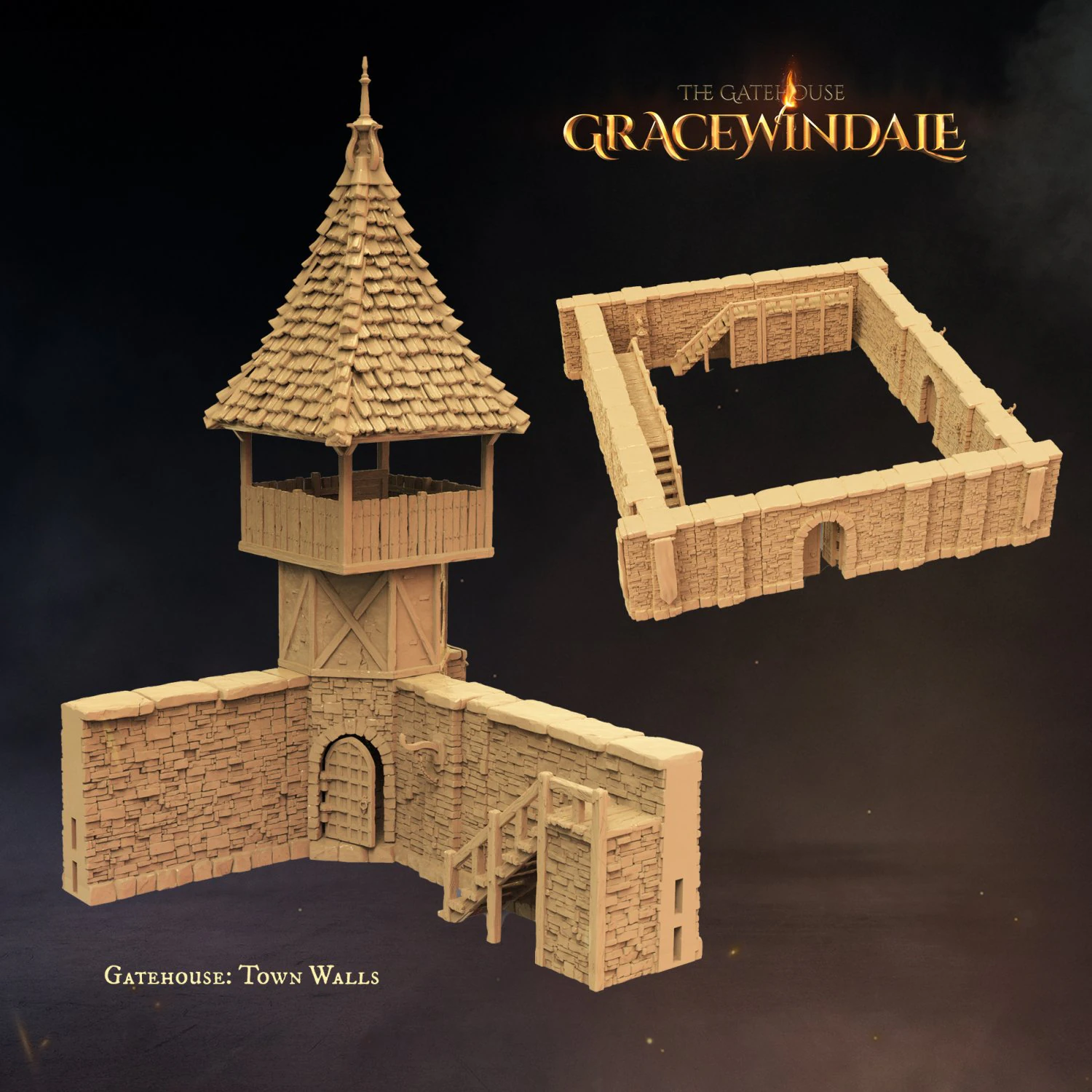 Town Walls Set 3D Print Model .c4d .max .obj .3ds .fbx .stl .blend 