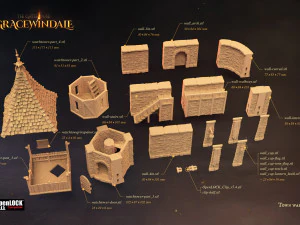 Town Walls Set 3D Print Model