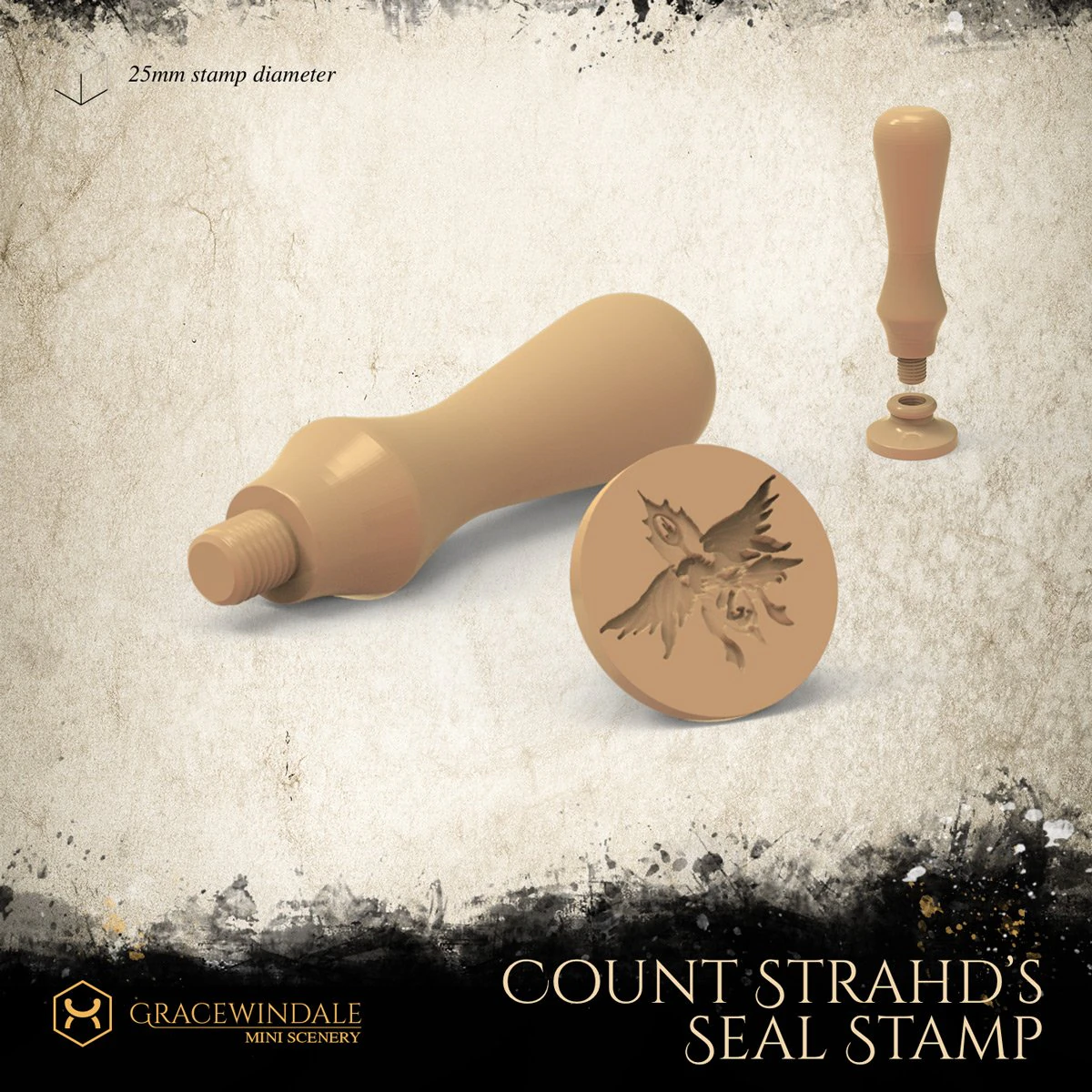 Count Strahds Wax Seal Stamp 3D Print Model .c4d .max .obj .3ds .fbx .stl .blend