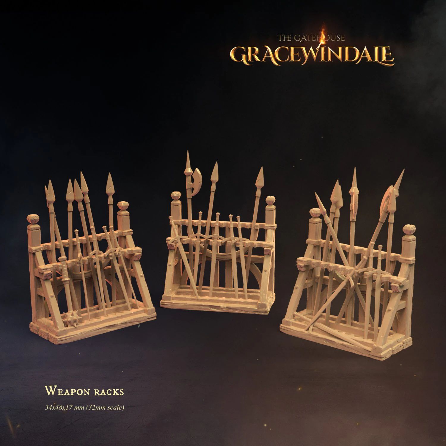 Gatehouse - Weapon Racks 3D Print Model .c4d .max .obj .3ds .fbx .stl .blend 