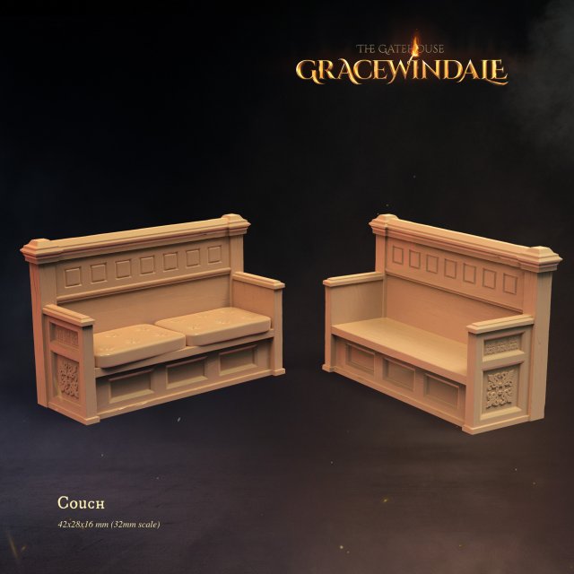 Gatehouse - Couch 3D 프린트 모델 .c4d .max .obj .3ds .fbx .stl .blend 