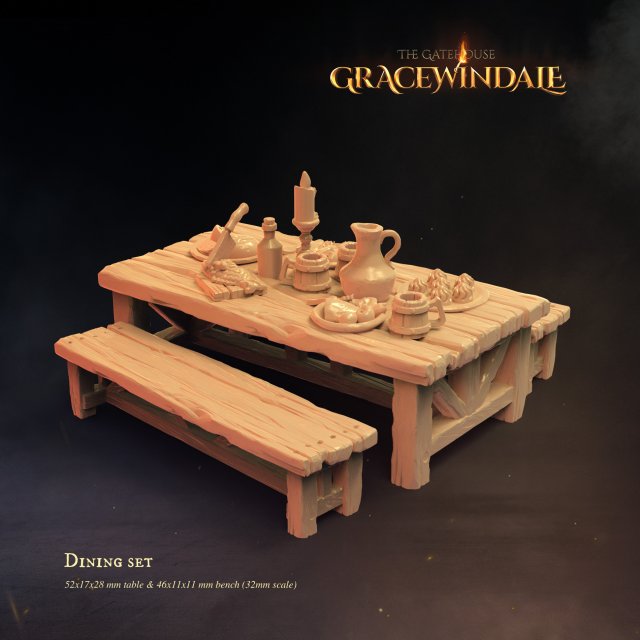 Gatehouse - Dining Set 3D प्रिंट मॉडल .c4d .max .obj .3ds .fbx .stl .blend 