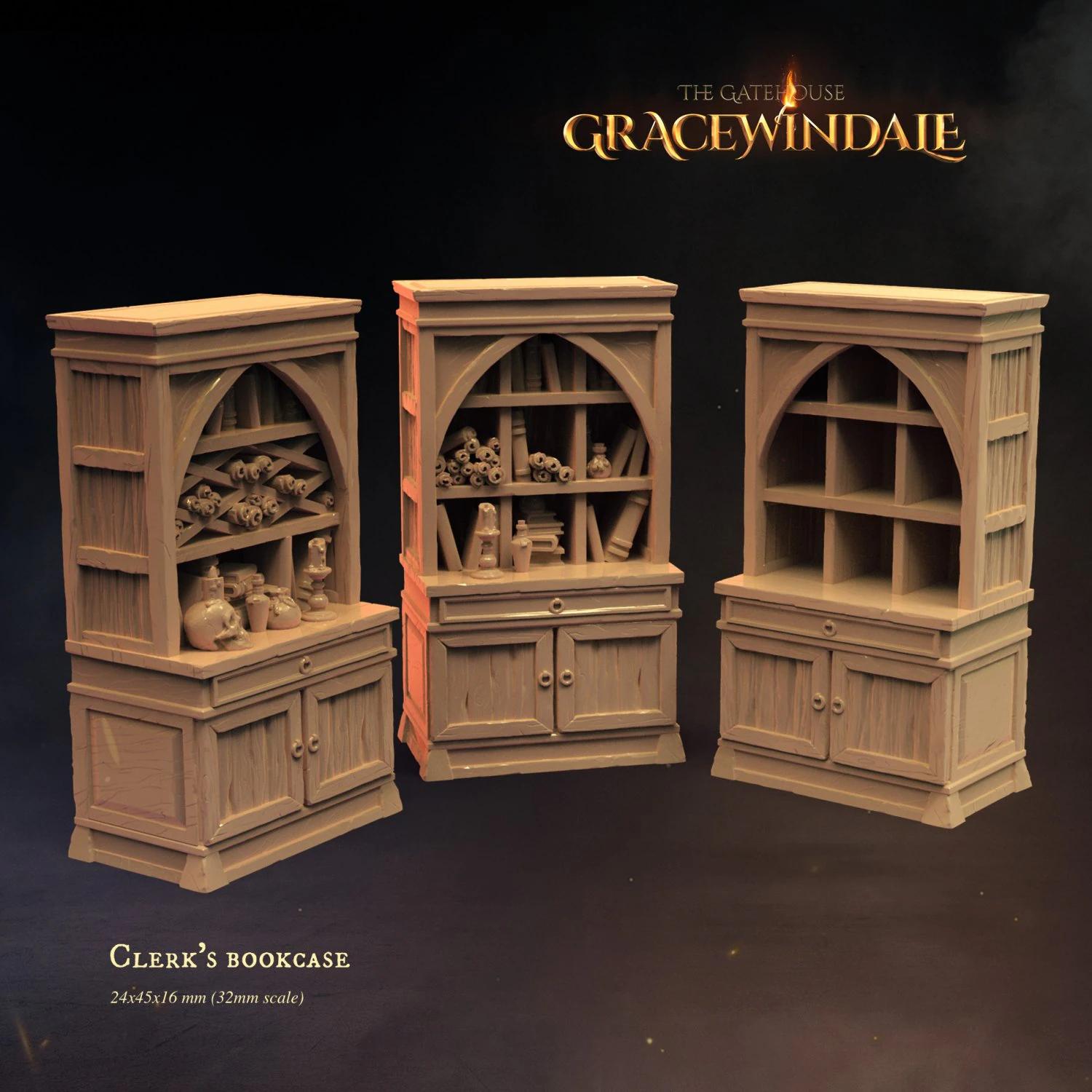 Gatehouse - Bookcase 3D Print Model .c4d .max .obj .3ds .fbx .stl .blend 
